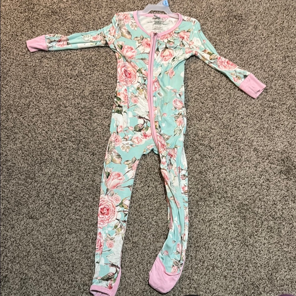 Posh Peanut Floral Mint and Pink Footie